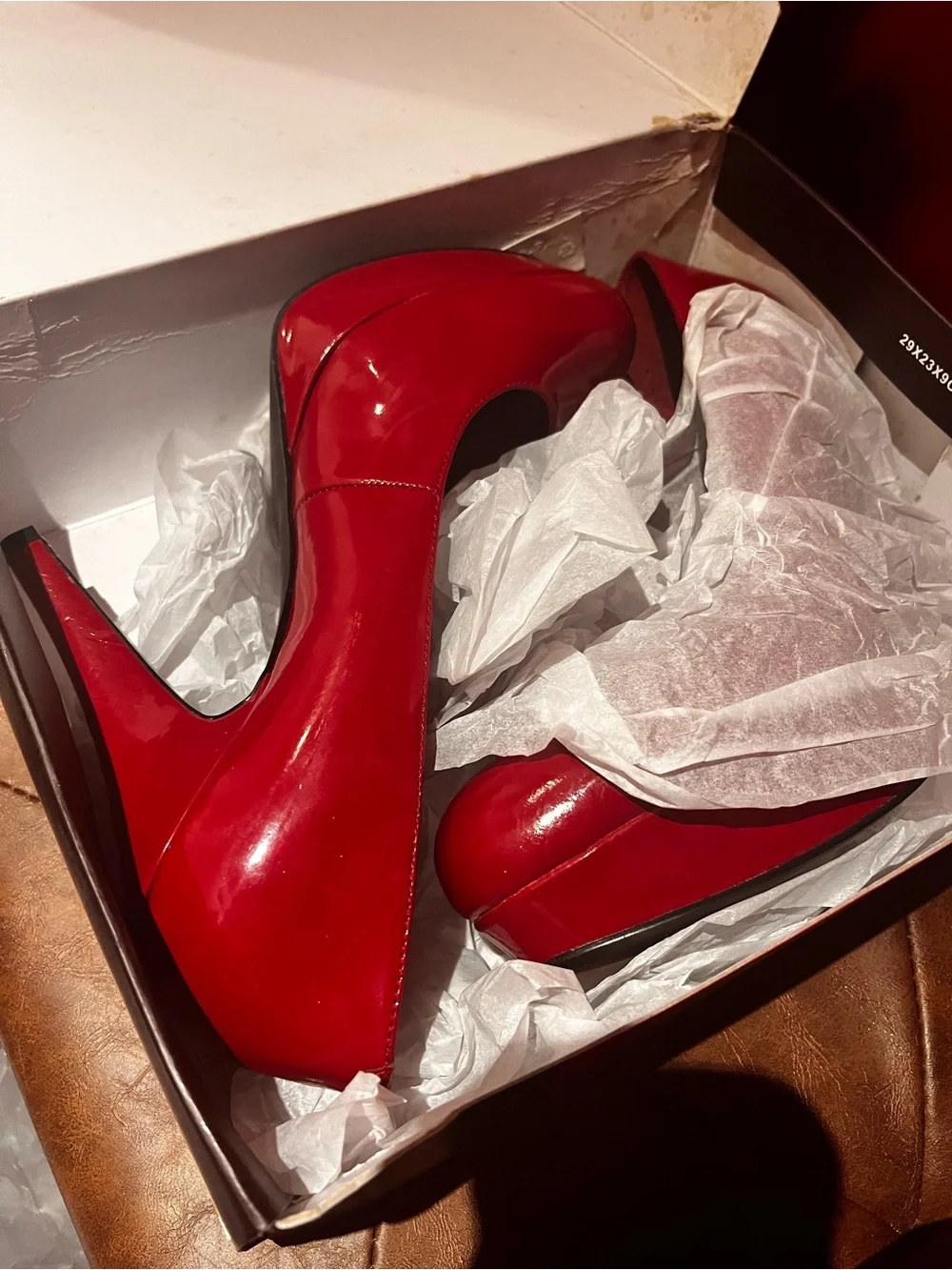 G by Guess Red Patent Pointed-Toe Heels